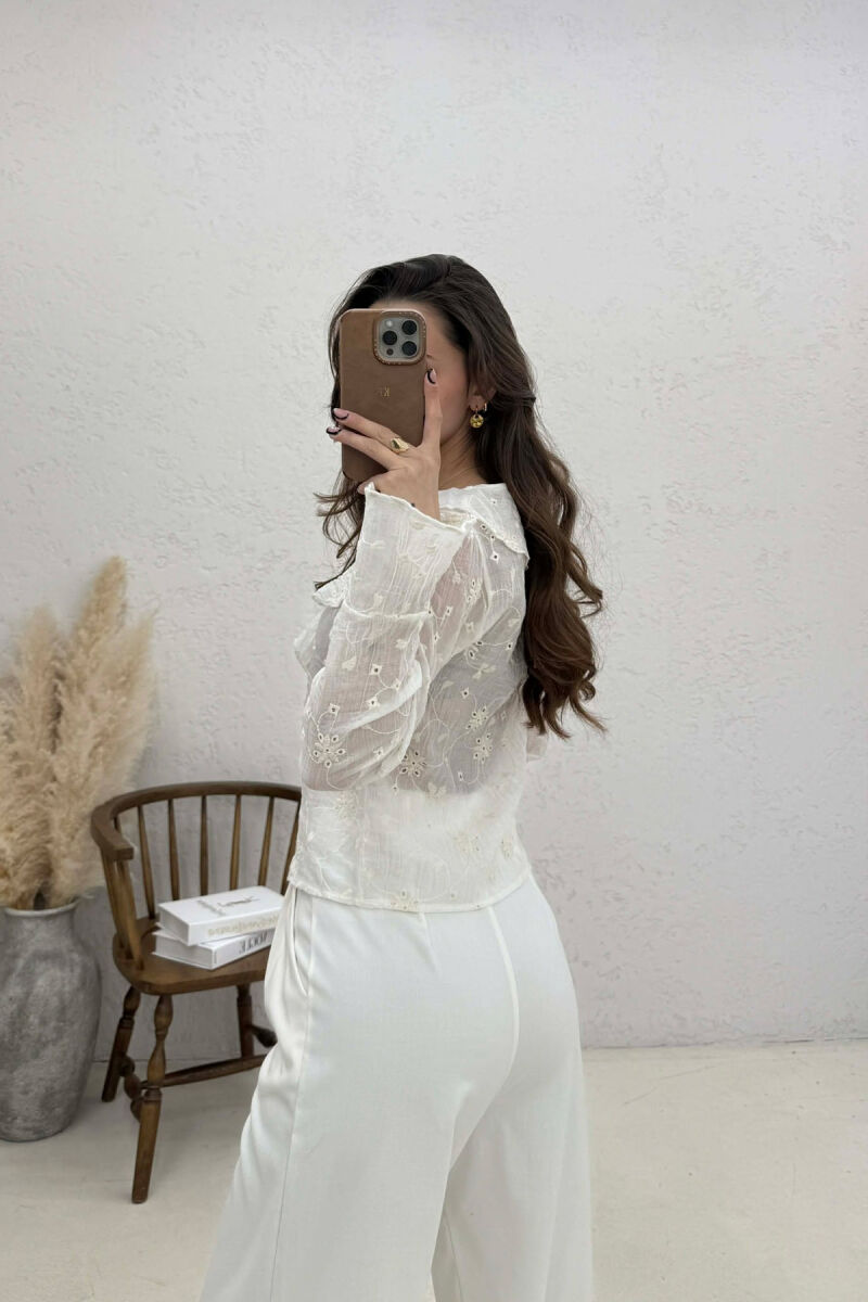 KEMISHE NJE NGJYRESHE ME DETAJIN E LIDHSEVE PER FEMRA NE NGJYRE TE BARDHE - 4