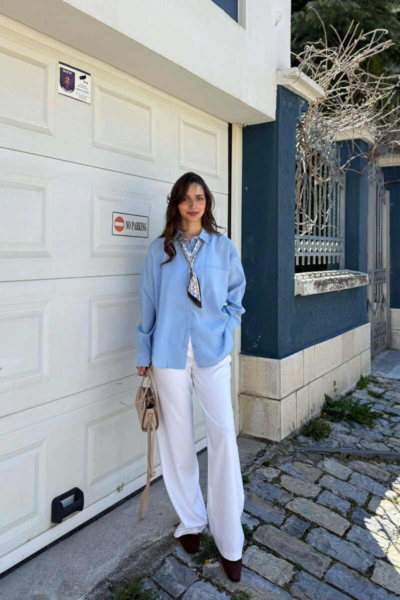 KEMISHE NJE NGJYRESHE ME DETAJIN E SHALLIT PER FEMRA NE NGJYRE BLU TE ZBARDHUR - 3