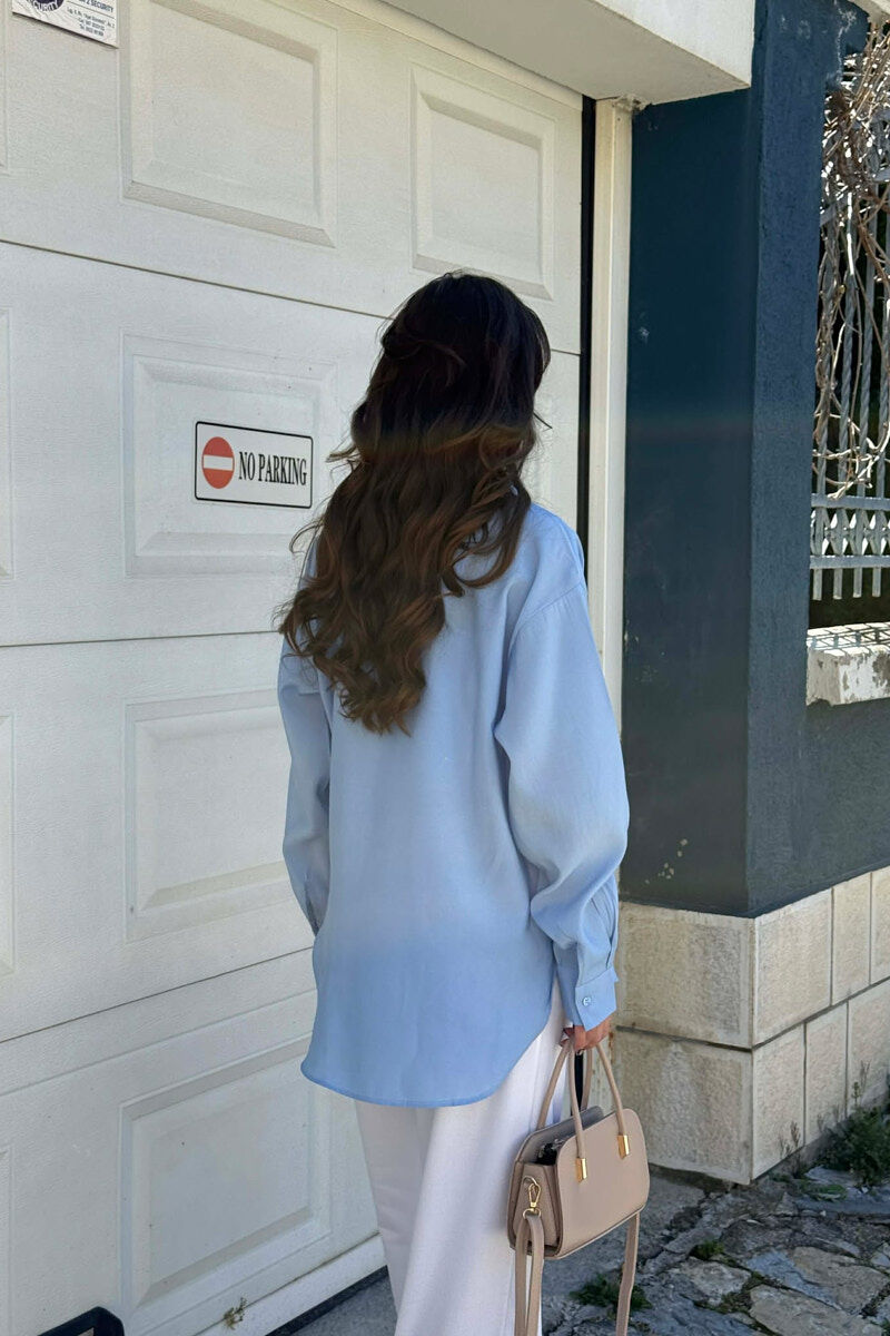 KEMISHE NJE NGJYRESHE ME DETAJIN E SHALLIT PER FEMRA NE NGJYRE BLU TE ZBARDHUR - 6