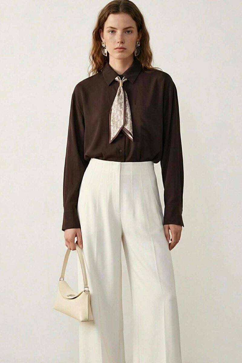 KEMISHE NJE NGJYRESHE ME DETAJIN E SHALLIT PER FEMRA NE NGJYRE KAFE - 2