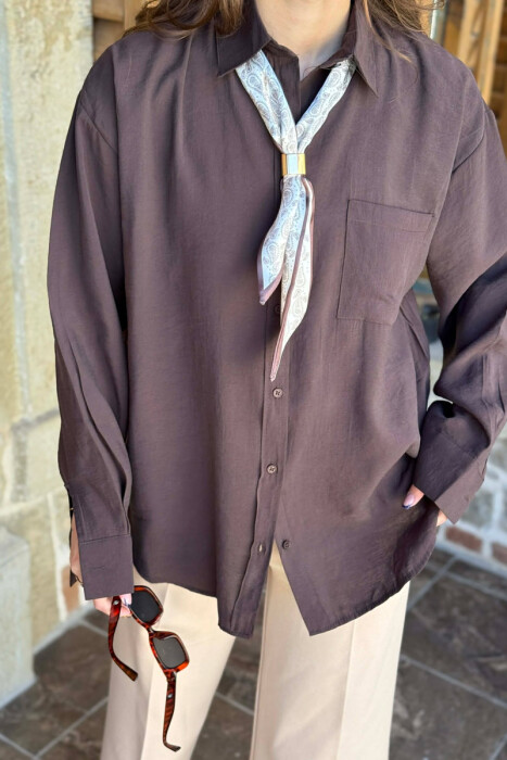 KEMISHE NJE NGJYRESHE ME DETAJIN E SHALLIT PER FEMRA NE NGJYRE KAFE - 3