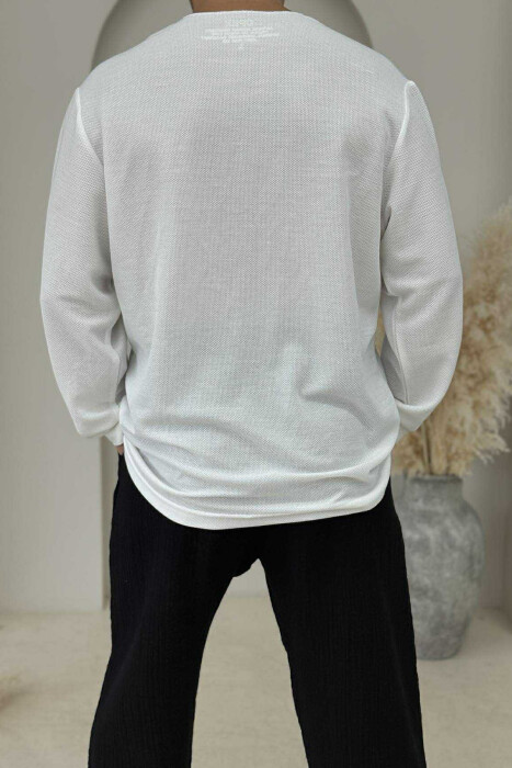 KËMISHË NJË NGJYRËSHE ME DETAJIN E XHEPIT PËR MESHKUJ NË NGJYRËN E BARDHË - 3