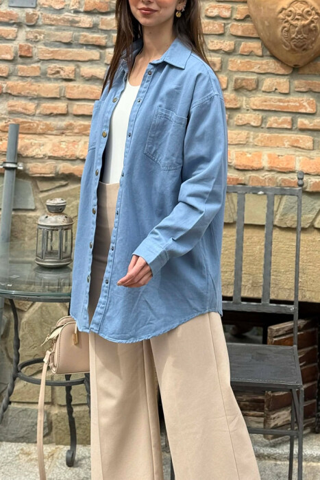 KEMISHE NJE NGJYRESHE ME DY XHEPA NE PJESEN PARA PER FEMRA NE NGJYRE BLU TE ZBARDHUR - 5