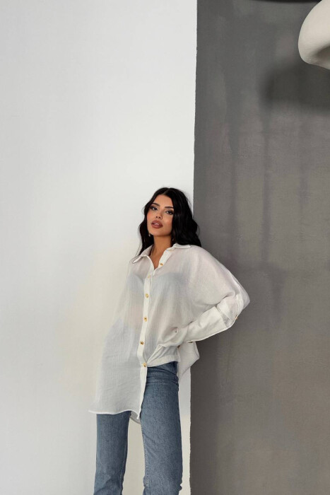 KEMISHE NJE NGJYRESHE ME KOPSA GOLD PER FEMRA NE NGJYRE TE BARDHE - KLAUDIO FASHION