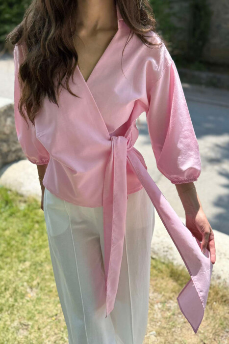 KËMISHE NJË NGJYRËSHE ME LIDHSE PËR FEMRA NË NGJYRËN ROZË - 11