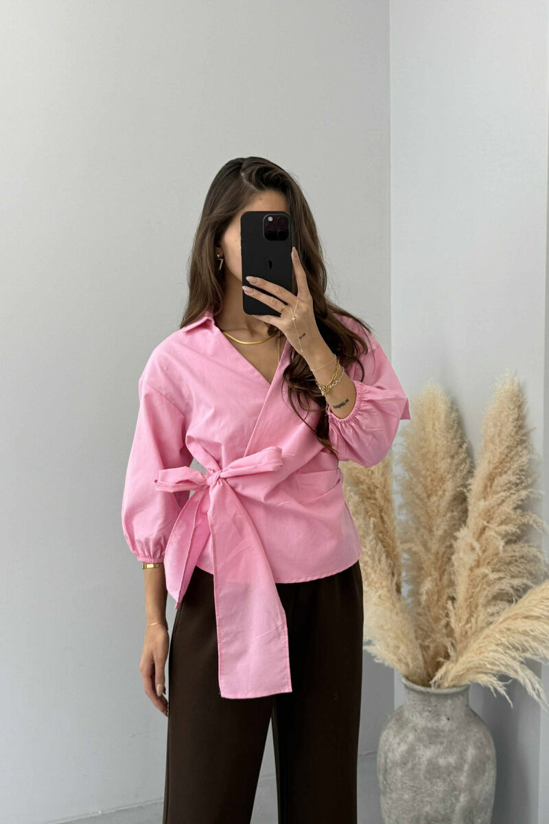 KËMISHE NJË NGJYRËSHE ME LIDHSE PËR FEMRA NË NGJYRËN ROZË - 2