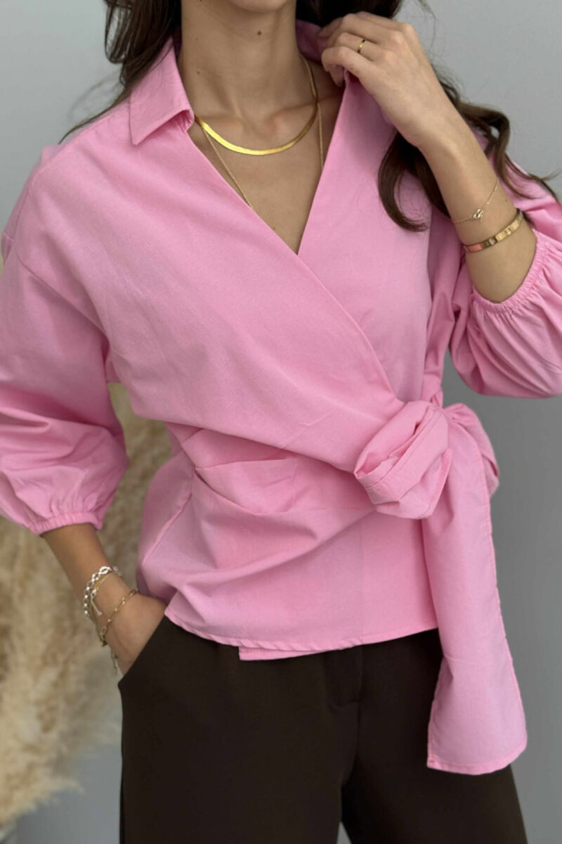 KËMISHE NJË NGJYRËSHE ME LIDHSE PËR FEMRA NË NGJYRËN ROZË - 5