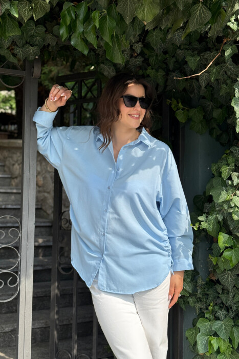 KËMISHË NJË NGJYRËSHE E THJESHTË PËR FEMRA NË NGJYRËN BABY BLUE - 6