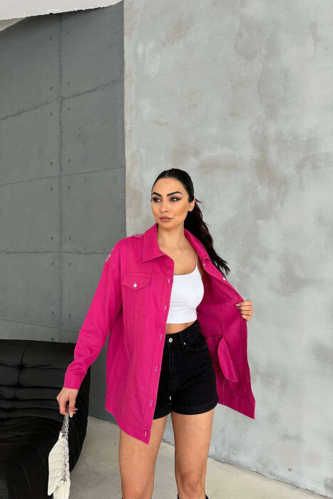 KËMISHË NJË NGJYRËSHE ME DETAJIN E QËNDISJES PËR FEMRA NË NGJYRËN ÇIKLAMI - 2