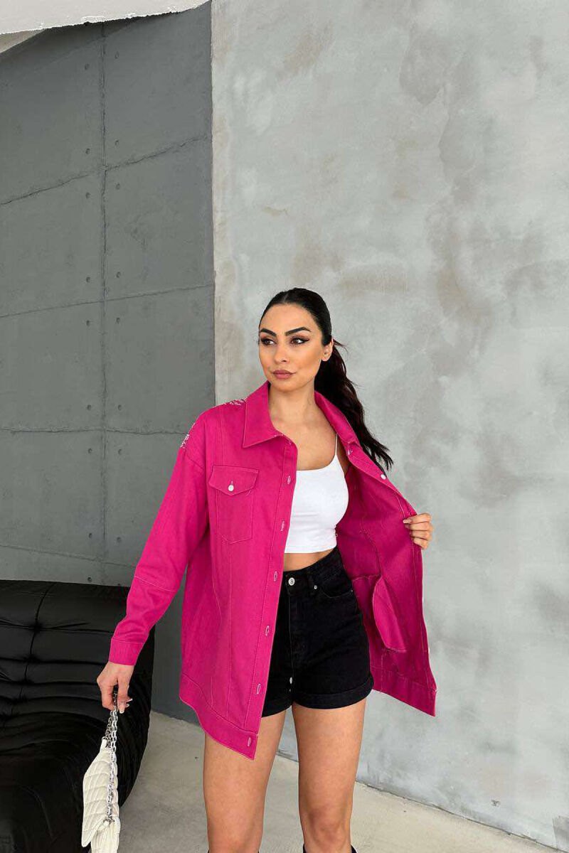 KËMISHË NJË NGJYRËSHE ME DETAJIN E QËNDISJES PËR FEMRA NË NGJYRËN ÇIKLAMI - 2