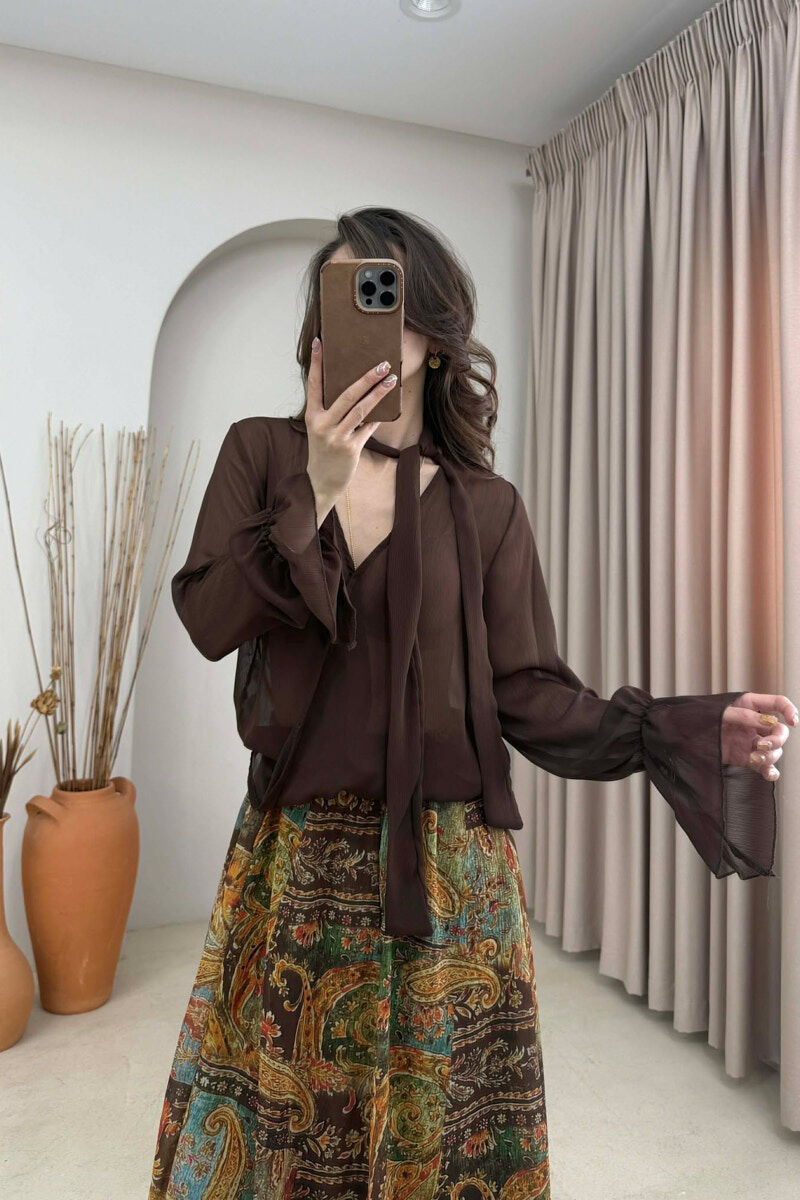 KEMISHE TYLI NJE NGJYRESHE PER FEMRA NE NGJYRE KAFE - 4