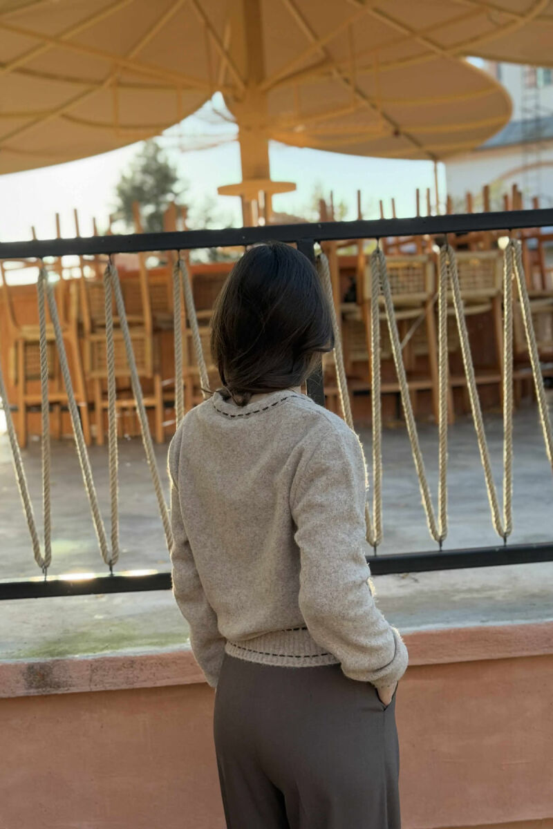 KNITTED SIMPLE WOMEN CARDIGAN BEIGE/BEZHE - 4