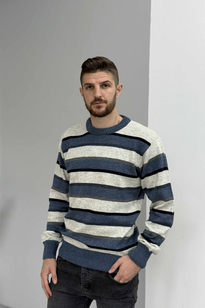 KNITTED STRIPE DESIGN MEN SWEATER BLUE/BLU - 3