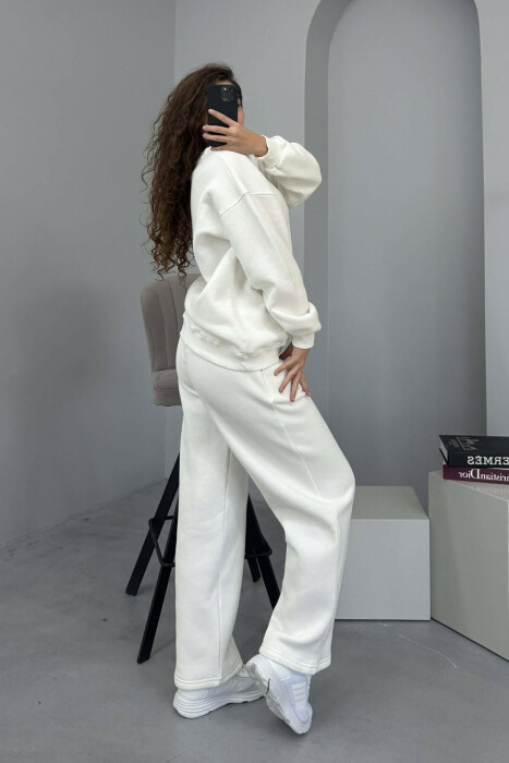 KOSTUM ALO ME PUSH BLUZË+TUTA PËR FEMRA NË NGJYRË TË BARDHË - 3