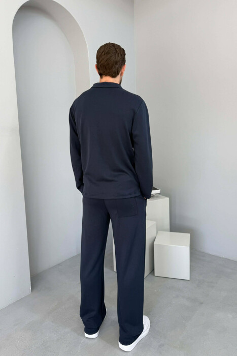 KOSTUM BLUZE ME JAKE ME ZINXHIR + TUTA PER MESHKUJ NE NGJYRE BLU TE ERRET - 4