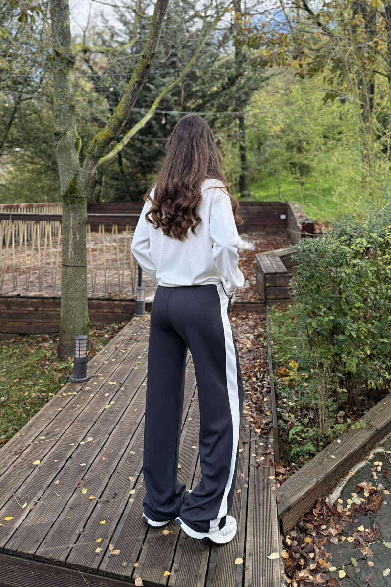 KOSTUM BLUZË ME JAKË TË RRUMBULLAKËT+TUTA PËR FEMRA NË NGJYRË GRI TË ERRËT - 4