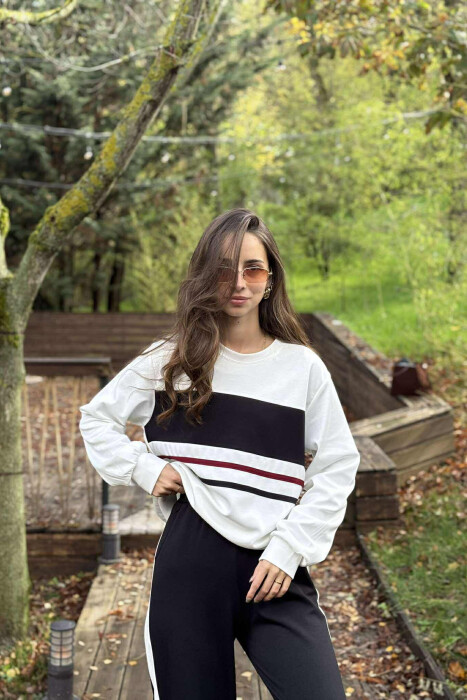 KOSTUM BLUZË ME JAKË TË RRUMBULLAKËT+TUTA PËR FEMRA NË NGJYRË TË ZEZË - 2