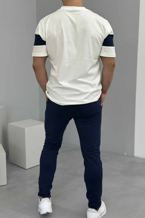 KOSTUM I THJESHTË T-SHIRT+TUTA PËR MESHKUJ NË NGJYRËN E BARDHË&BLU - 3