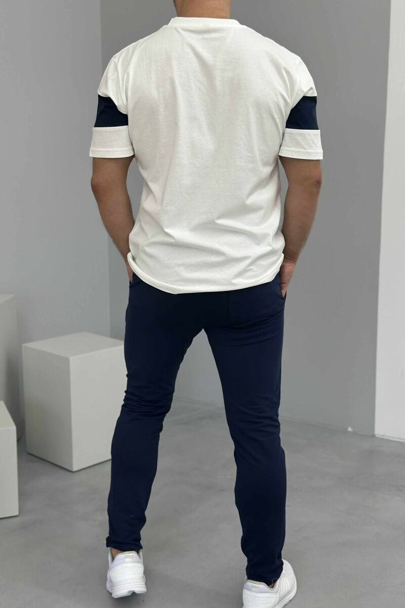 KOSTUM I THJESHTË T-SHIRT+TUTA PËR MESHKUJ NË NGJYRËN E BARDHË&BLU - 3