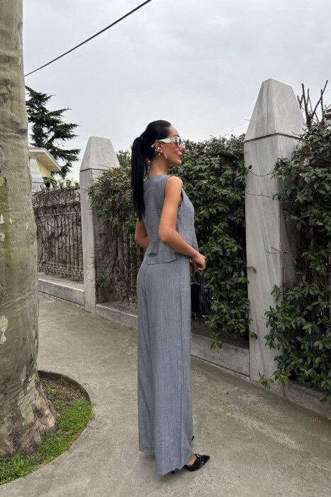  KOSTUM LINO BLUZË+PANTALLONA PËR FEMRA NË NGJYRËN GRI - 6