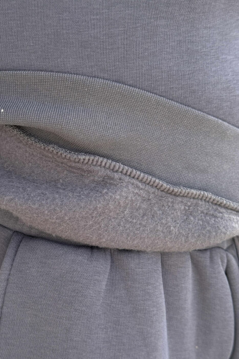 KOSTUM ME PUSH BLUZË ME JAKË TË RRUMBULLAKËT+TUTA PËR MESHKUJ NË NGJYRË GRI HEKURI - 3