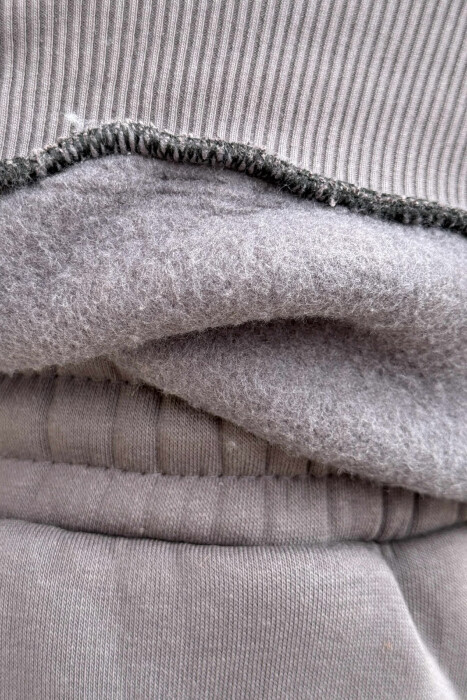 KOSTUM ME PUSH BLUZË ME JAKË TË RRUMBULLAKËT+TUTA PËR MESHKUJ NË NGJYRË GRI TË ERRËT - 3