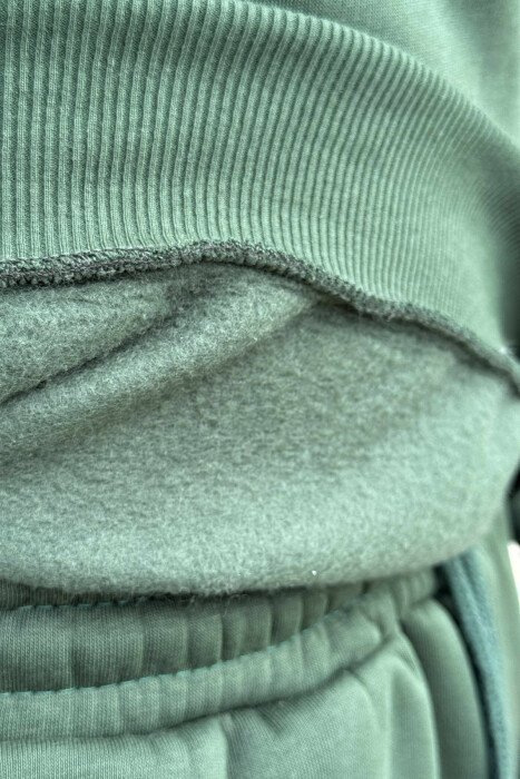 KOSTUM ME PUSH BLUZË ME JAKË TË RRUMBULLAKËT+TUTA PËR MESHKUJ NË NGJYRË JESHILE TË ERRËT - 3