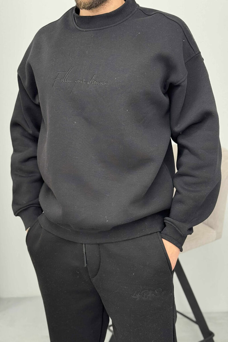 KOSTUM ME PUSH BLUZË ME JAKË TË RRUBULLAKËT+TUTA PËR MESHKUJ NË NGJYRË TË ZEZË - 2