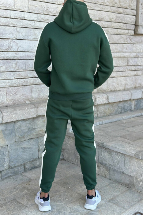 KOSTUM ME PUSH HOODIE +TUTA ME SHKRIME TË VOGLA PËR MESHKUJ NË NGJYRË JESHILE - 4