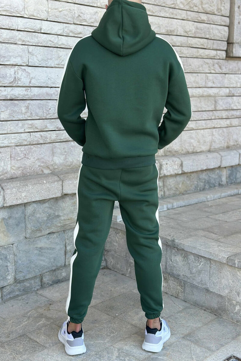 KOSTUM ME PUSH HOODIE +TUTA ME SHKRIME TË VOGLA PËR MESHKUJ NË NGJYRË JESHILE - 4