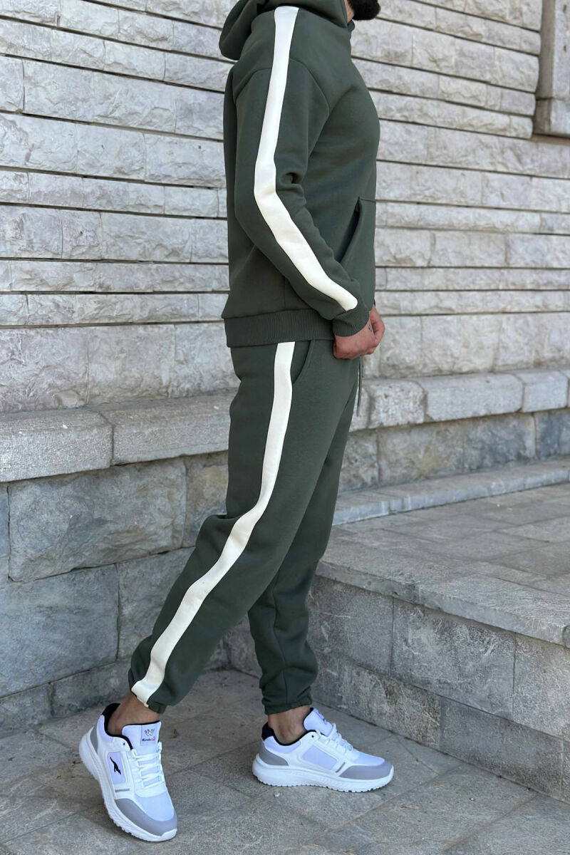 KOSTUM ME PUSH HOODIE +TUTA ME SHKRIME TË VOGLA PËR MESHKUJ NË NGJYRË JESHILE TË ERRËT - 2