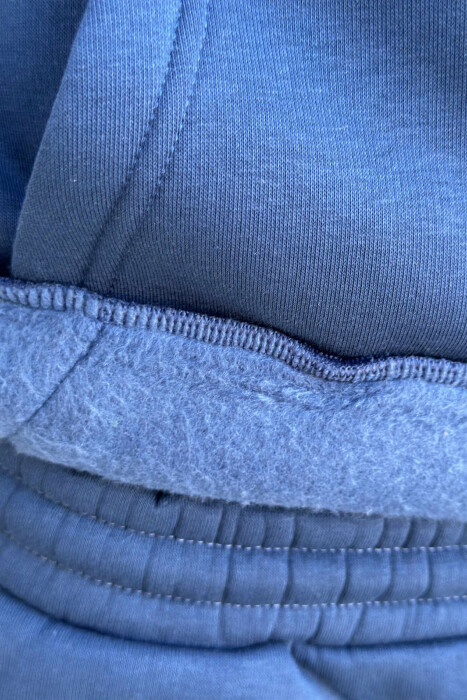 KOSTUM ME PUSH HOODIE +TUTA ME SHKRIME TË VOGLA PËR MESHKUJ NË NGJYRËN BLU TË ERRËT - 3