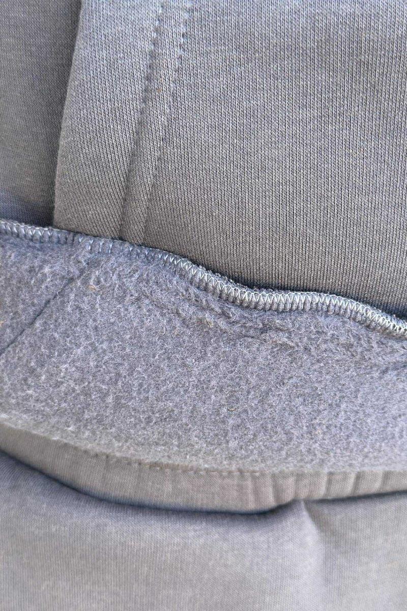 KOSTUM ME PUSH HOODIE +TUTA ME SHKRIME TË VOGLA PËR MESHKUJ NË NGJYRËN GRI TË ERRËT - 5