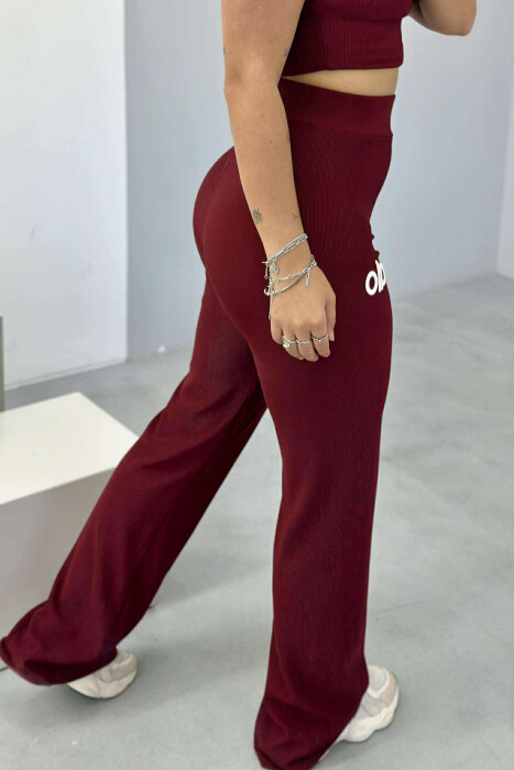 KOSTUM ME SHKRIM ALO T-SHIRT+PANTALLONA PËR FEMRA NË NGJYRËN VISHNJË - 5