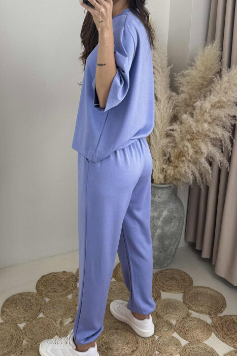 KOSTUM ME SHKRIM ALO T-SHIRT+TUTA PËR FEMRA NË NGJYRËN LEJLA TË ZBARDHUR - 5