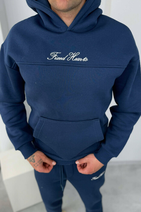 KOSTUM NJE NGJYRESH HOODIE ME SHKRIME + TUTA PER MESHKUJ NE NGJYRE BLU - 6