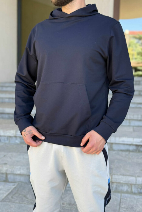 KOSTUM NJËNGJYRËSH HOODIE+TUTA PËR MESHKUJ NË NGJYRË GRI+BLU - 2