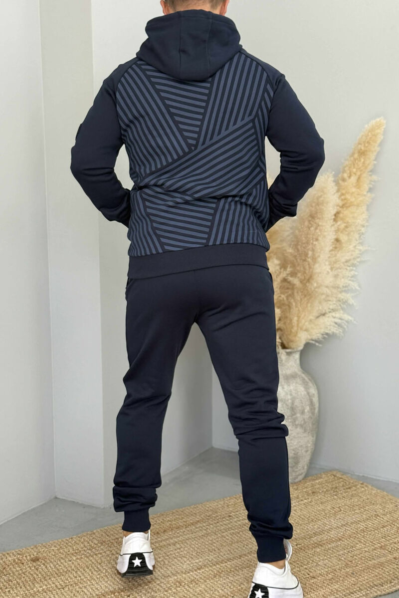 KOSTUM NJËNGJYRËSH HOODIE+TUTA PËR MESHKUJ NË NGJYRËN BLU TË ERRËT - 2