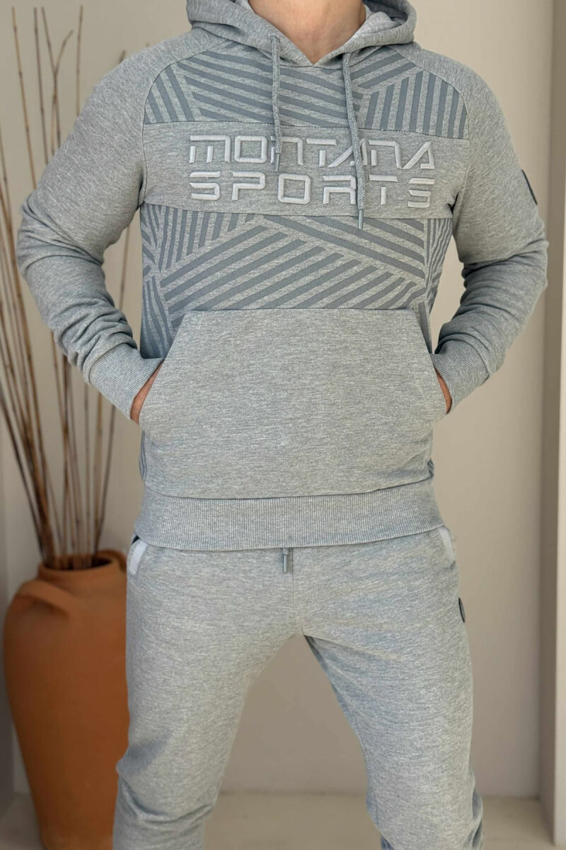 KOSTUM NJËNGJYRËSH HOODIE+TUTA PËR MESHKUJ NË NGJYRËN GRI - 3