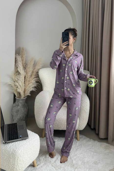 LABUBU DESIGN SHIRT+TROUSERS WOMEN PYJAMAS PURPLE/LEJLA 