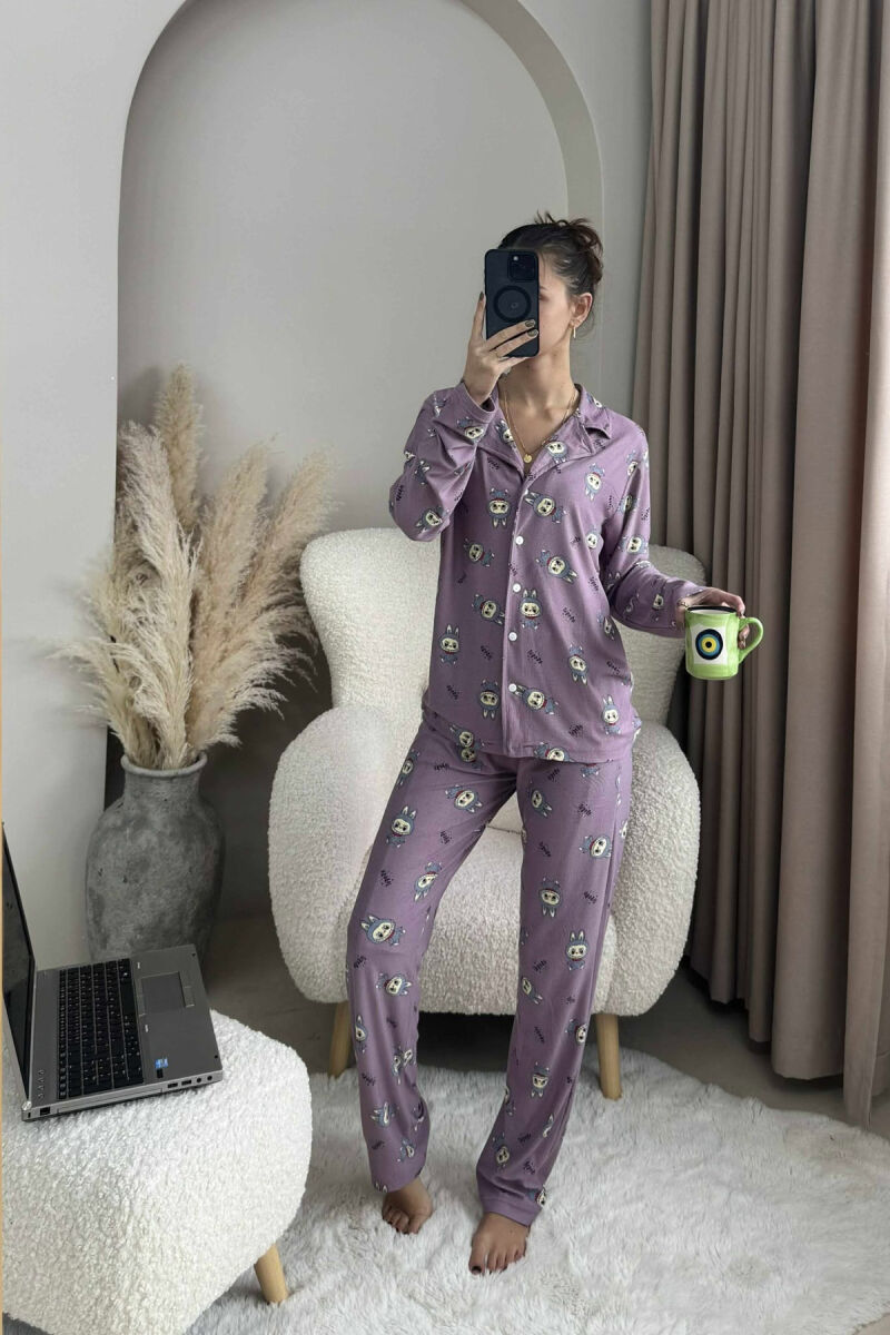 LABUBU DESIGN SHIRT+TROUSERS WOMEN PYJAMAS PURPLE/LEJLA - 1