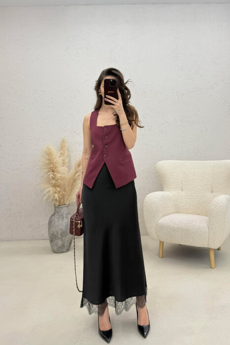 FUND I GJATE SATEN ME DETAJE DANTELLE PER FEMRA NE NGJYRE TE ZEZE - KLAUDIO FASHION