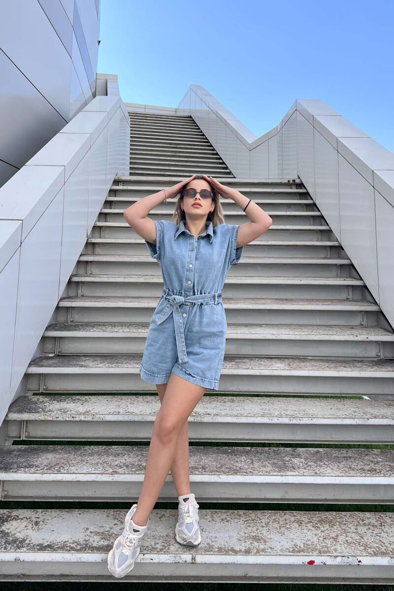 LACING BUTTONS DENIM WOMEN JUMPSUIT LIGHTBLUE/BZ - 3