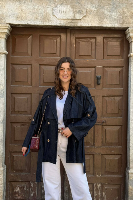 XHAKETE XHINS ME DETAJE LIDHESESH PER FEMRA NE NGJYRE BLU - KLAUDIO FASHION