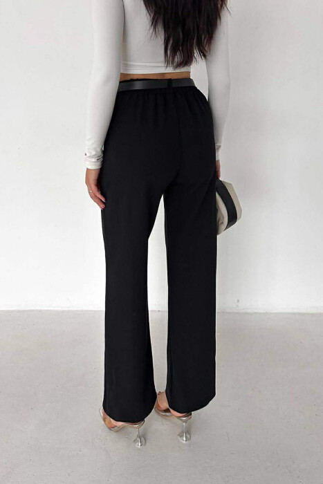 BELT DETAIL ONE COLOR WOMEN TROUSERS BLACK/ E ZEZE - 6