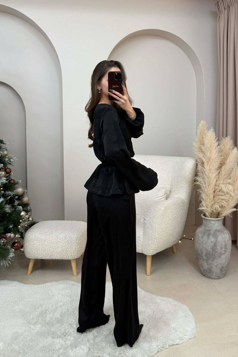 LACING DETAIL SWEATSHIRT+TROUSERS WOMEN SET BLACK/ E ZEZE - 3