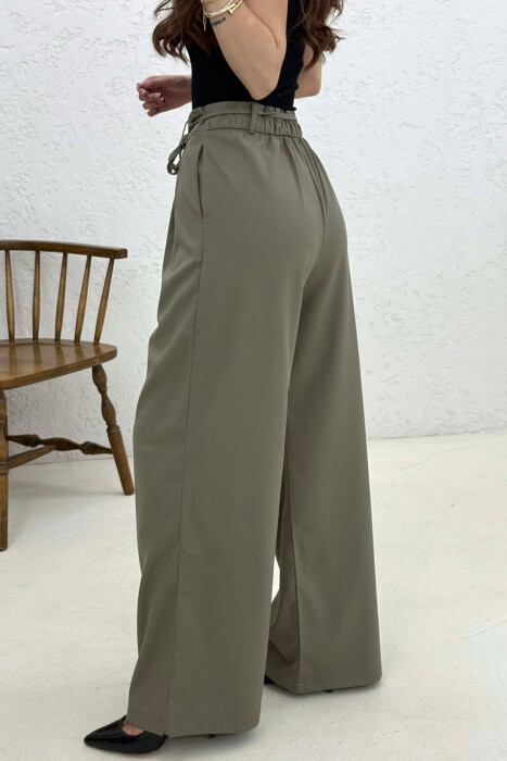 LACING DETAIL WIDE LEG WOMAN TROUSERS OLIVE/ULLI - 2