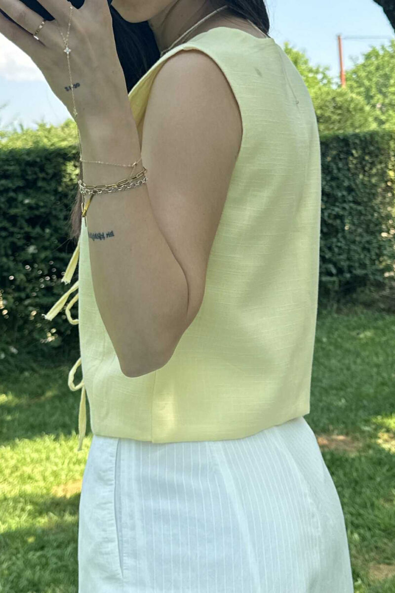 LACING DETAILS ONE COLOR WOMEN VEST YELLOW/E VERDHE - 4