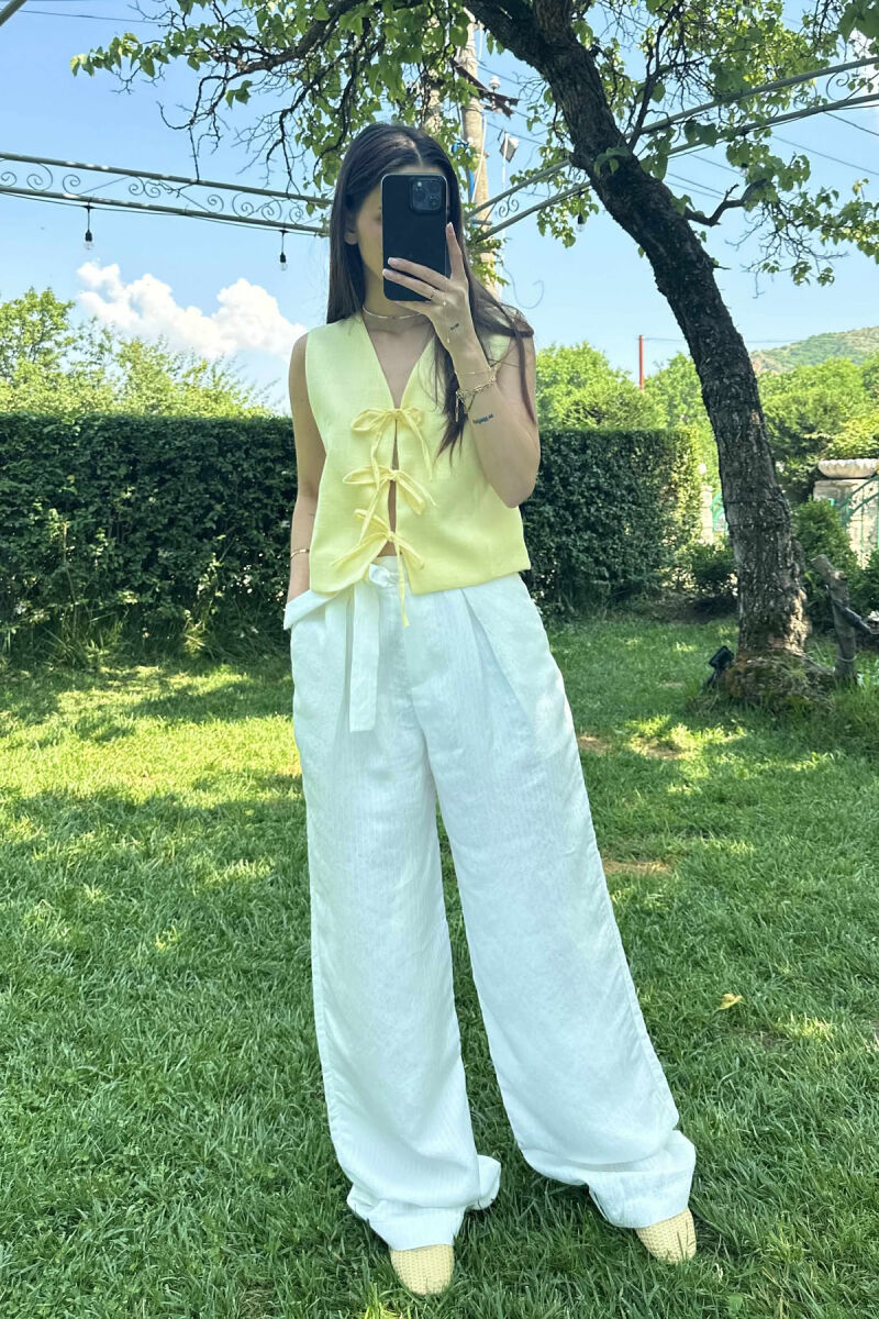 LACING DETAILS ONE COLOR WOMEN VEST YELLOW/E VERDHE - 1