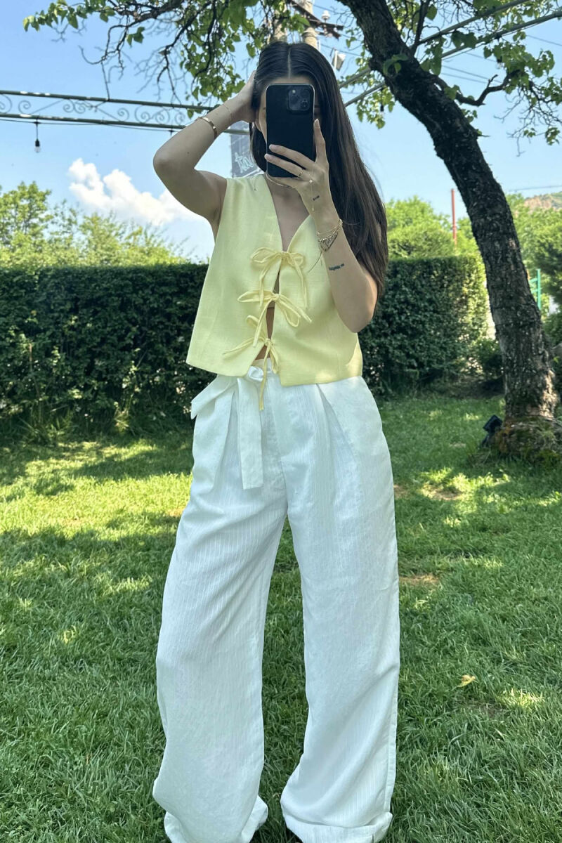 LACING DETAILS ONE COLOR WOMEN VEST YELLOW/E VERDHE - 2